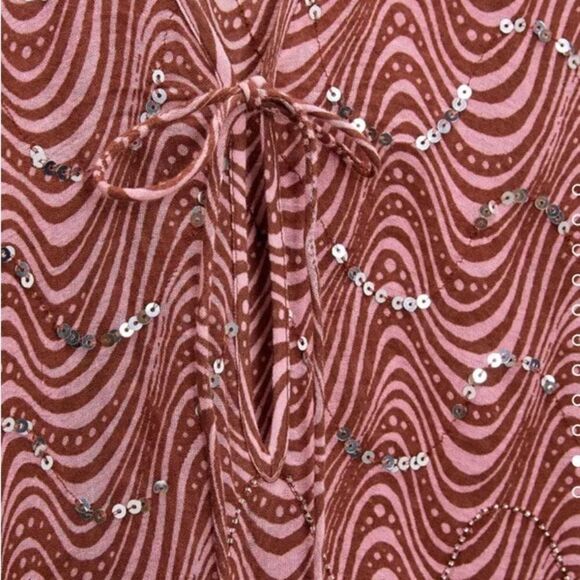 ZARA NWT WOMAN BEADED MIDI DRESS PINK - Picture 3 of 11